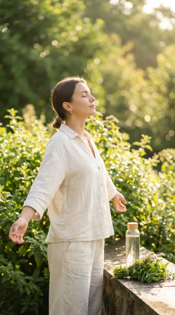 Person choosing fresh air and healthy habits instead of smoking
